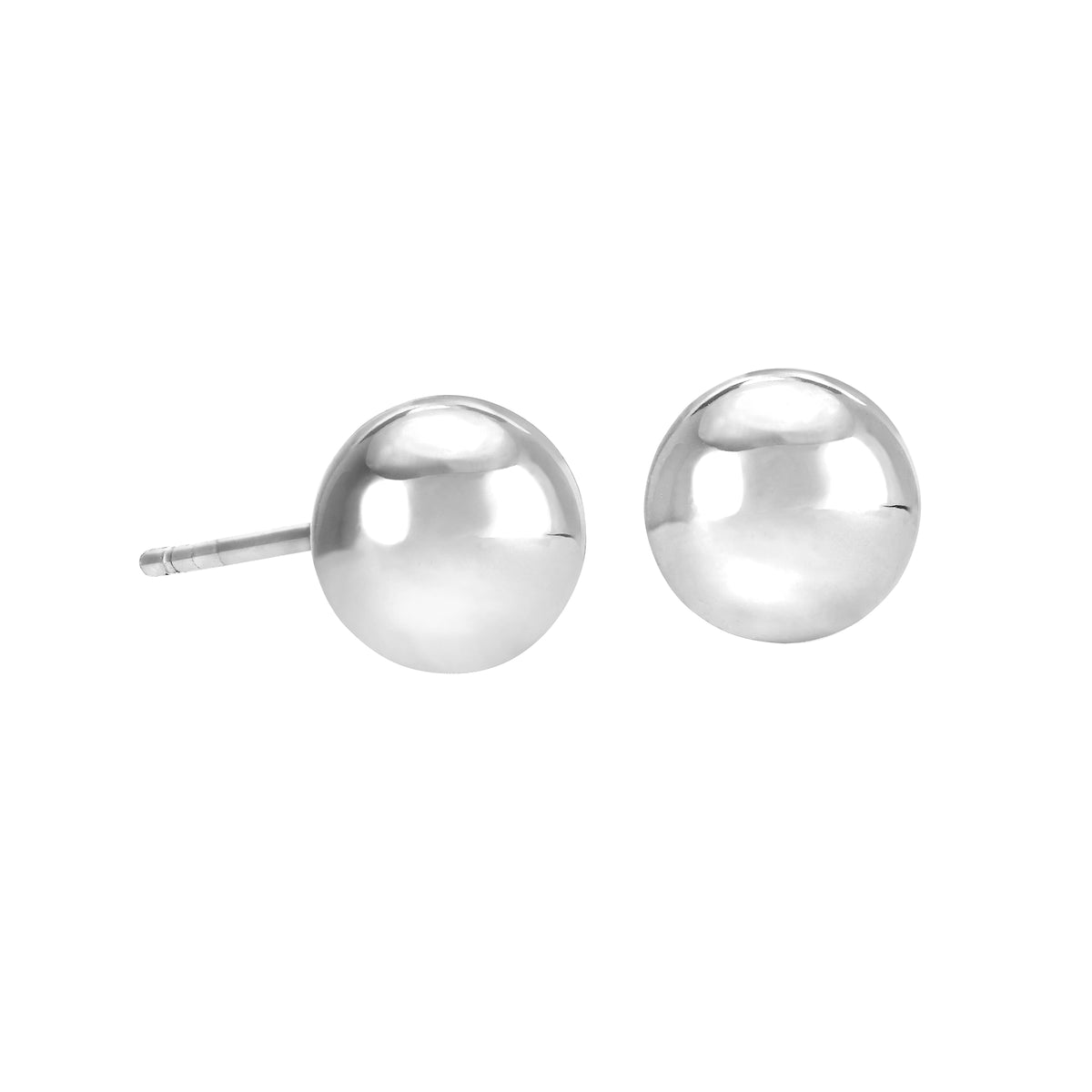 Rhodium Finish Sterling Silver 7mm Ball Stud Earrings