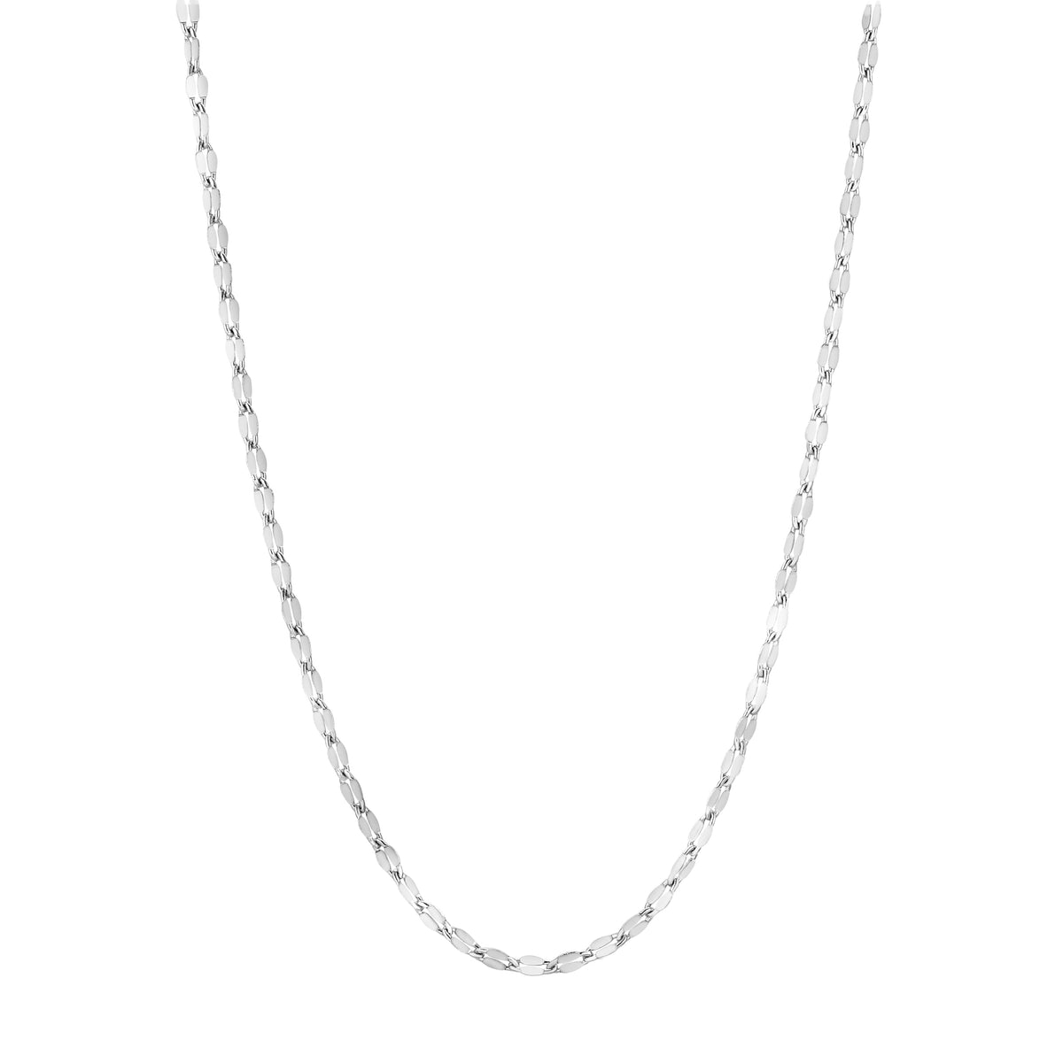 Platinum Finish Sterling Silver 2mm Sequin Chain