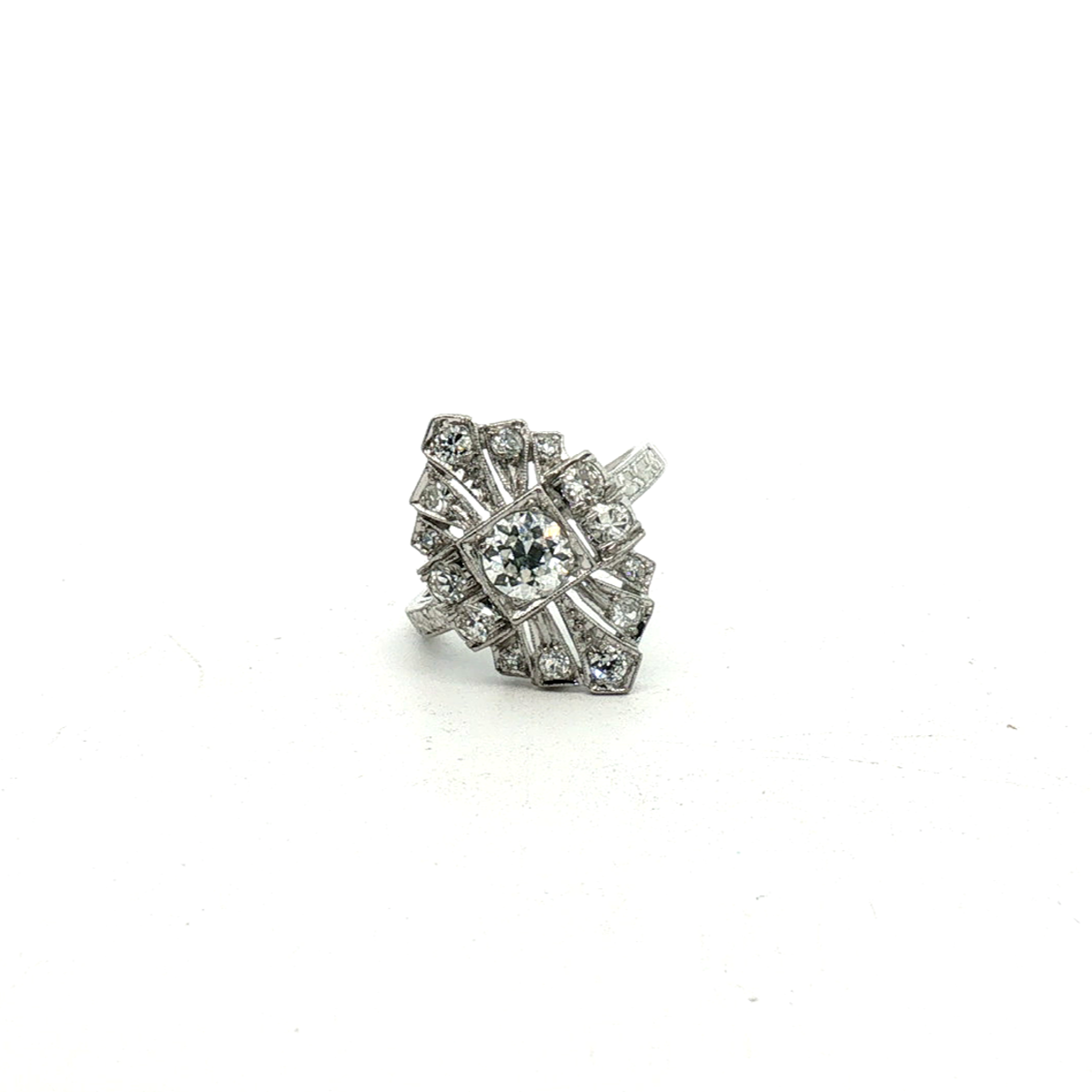 Platinum Old European Cut Diamond Dinner Estate Ring
