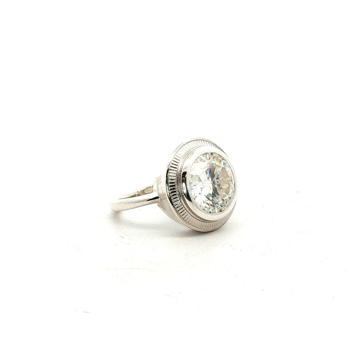 Sterling Silver 11mm Clear Round Ring