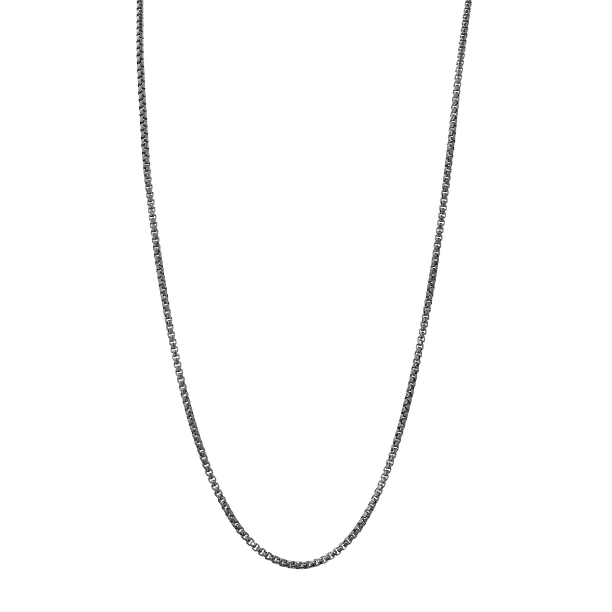20" Black Rhodium Finish Sterling Silver 1.3mm Rounded Box Chain