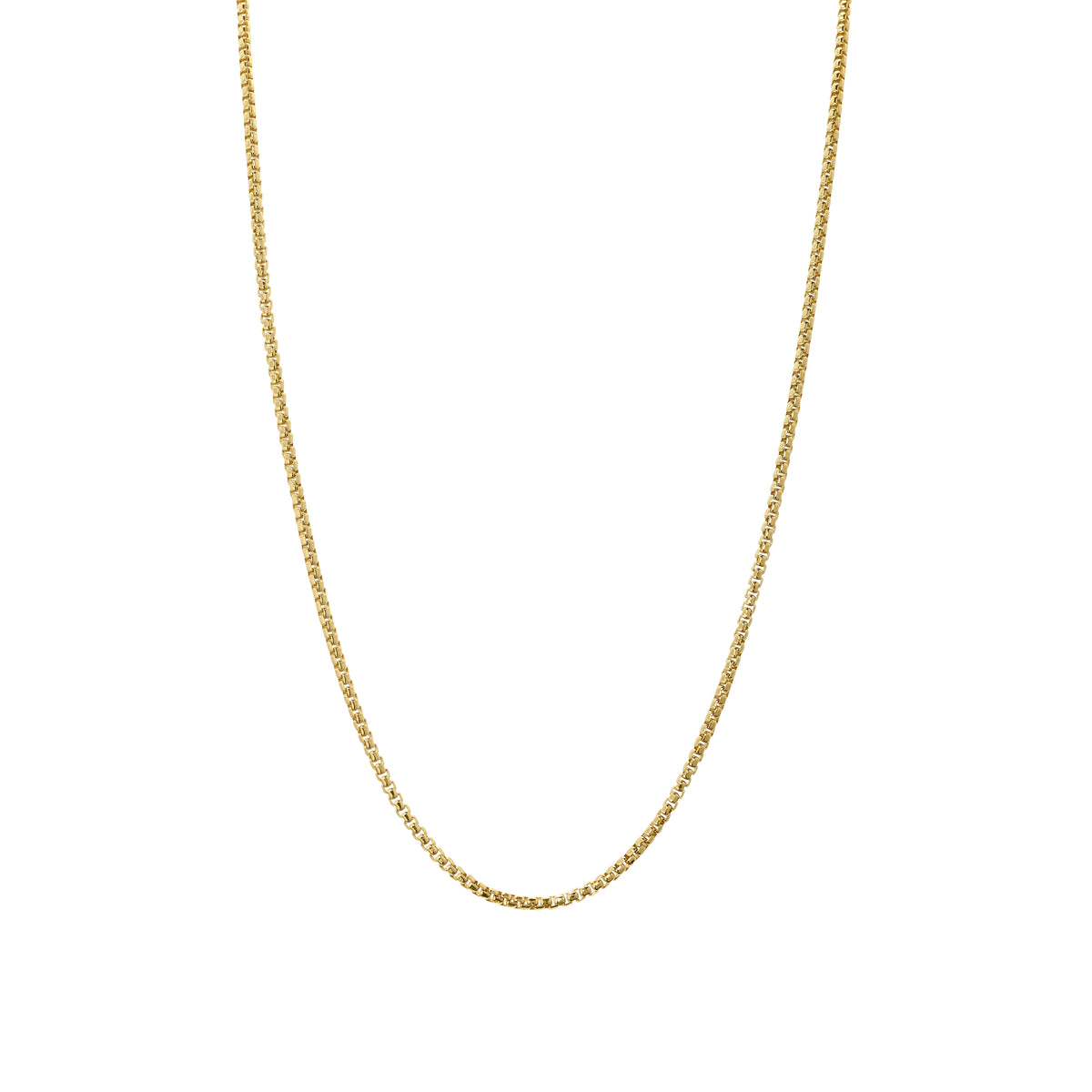18" Gold Finish Sterling Silver 1.3mm Rounded Box Chain