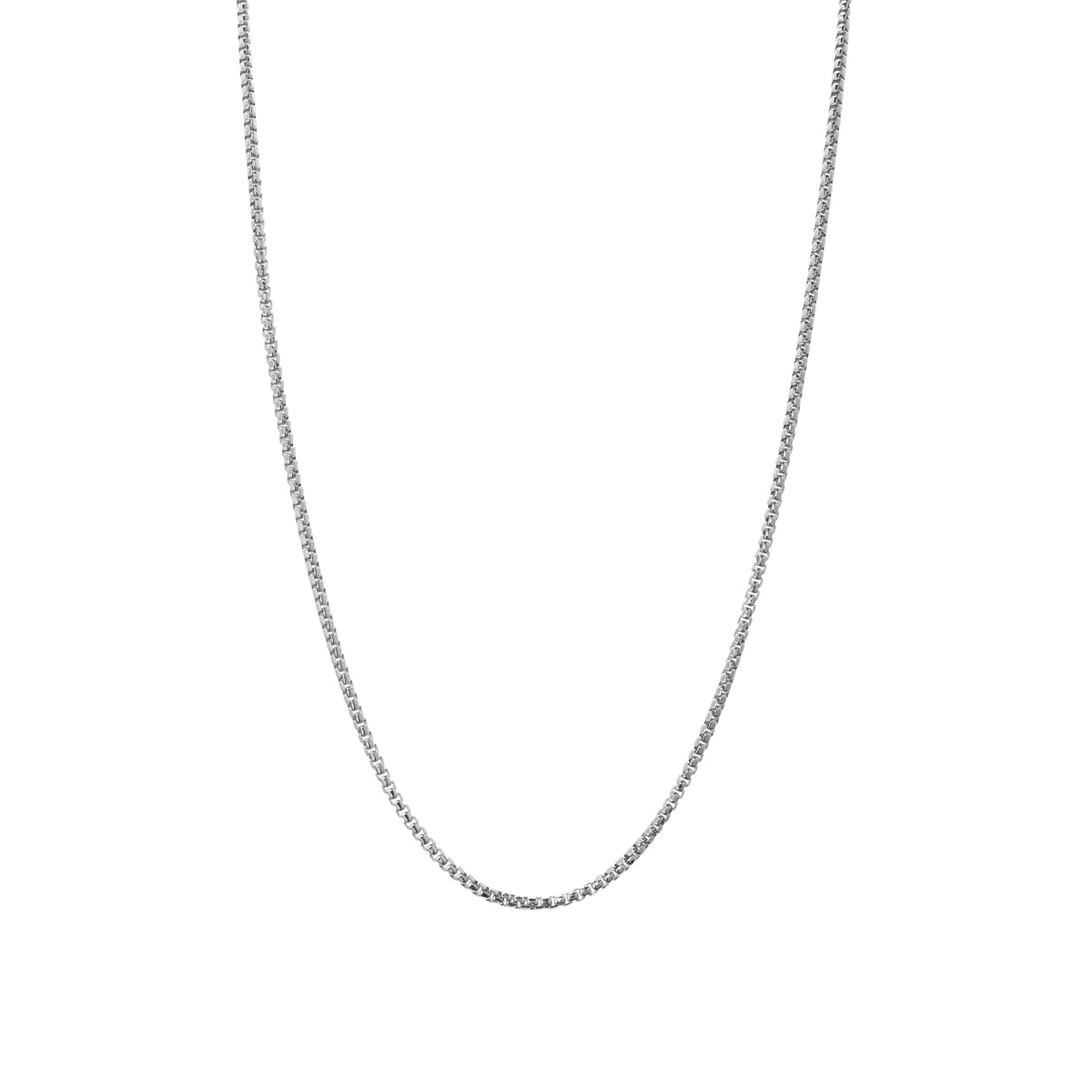 22" Rhodium Sterling Silver 1.3mm Rounded Box Chain