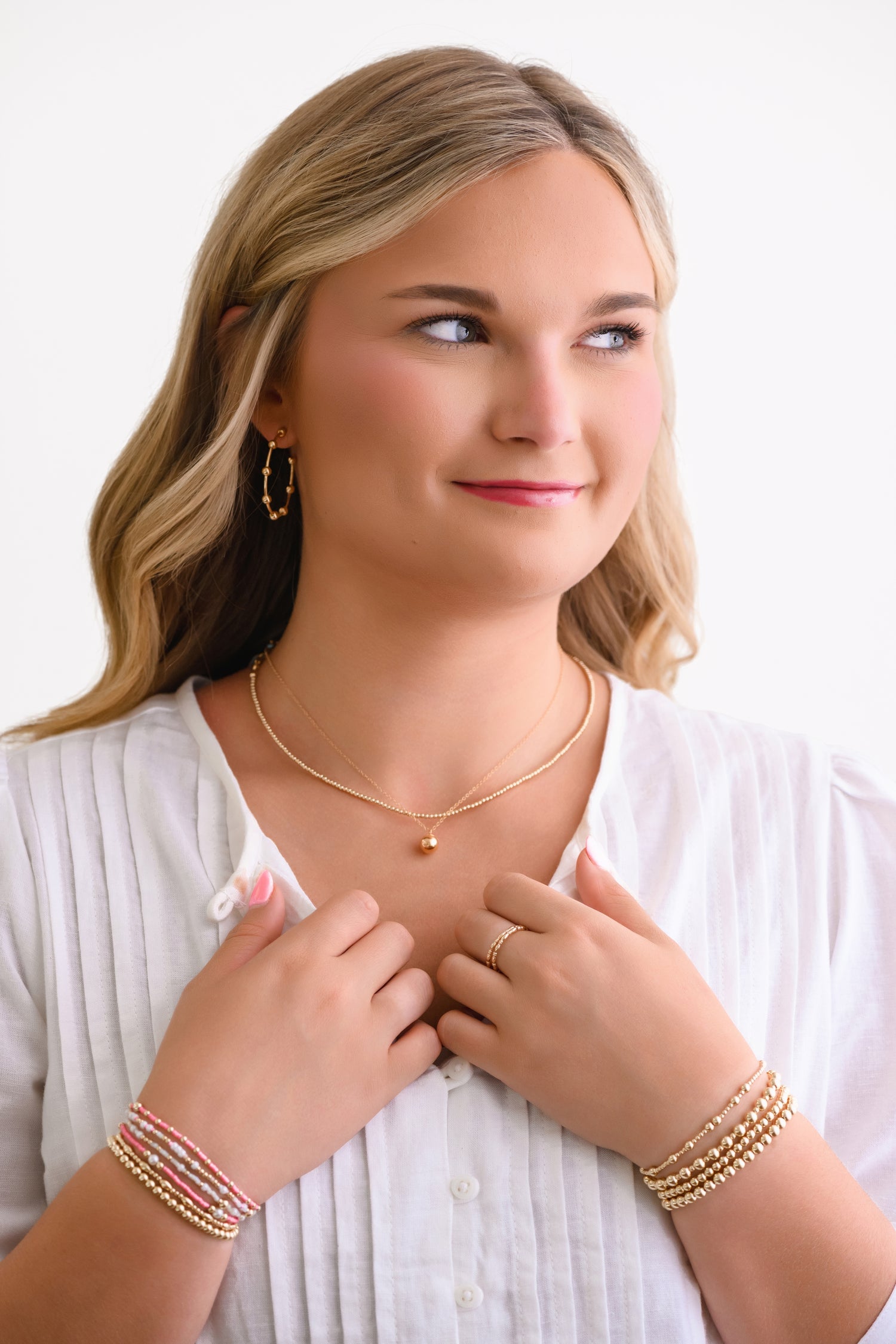 Sincerity Pattern 2mm Gold Bead Bracelet- 14k Gold Filled