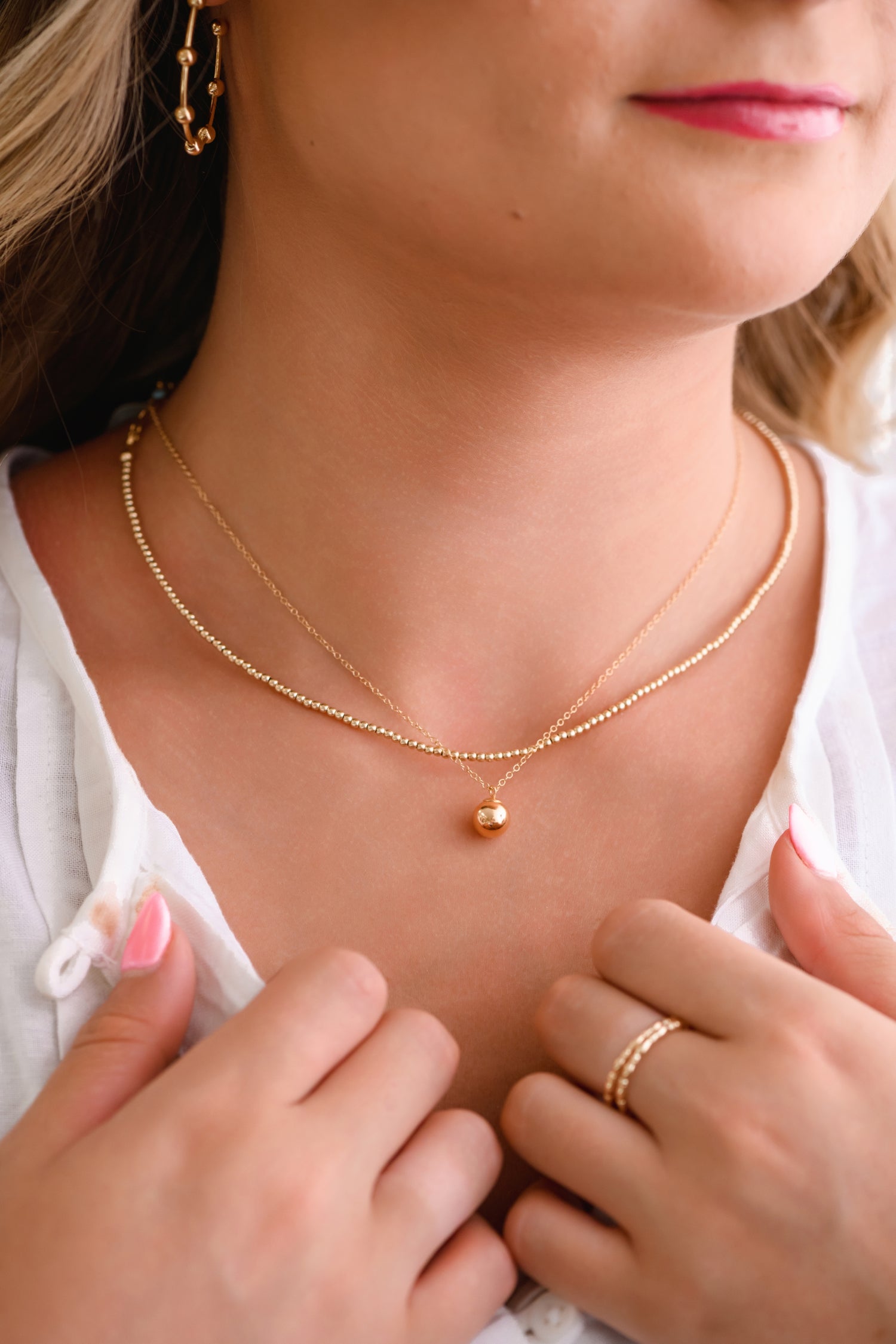 Classic Gold 3mm Beaded 15" Choker