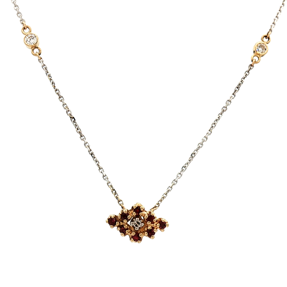14k Two-Tone Diamond & Ruby Estate Slide Converted Necklace