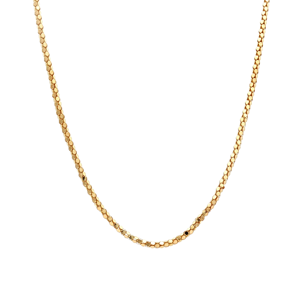 14k Yellow Gold Popcorn Diamond Cut 16" Chain
