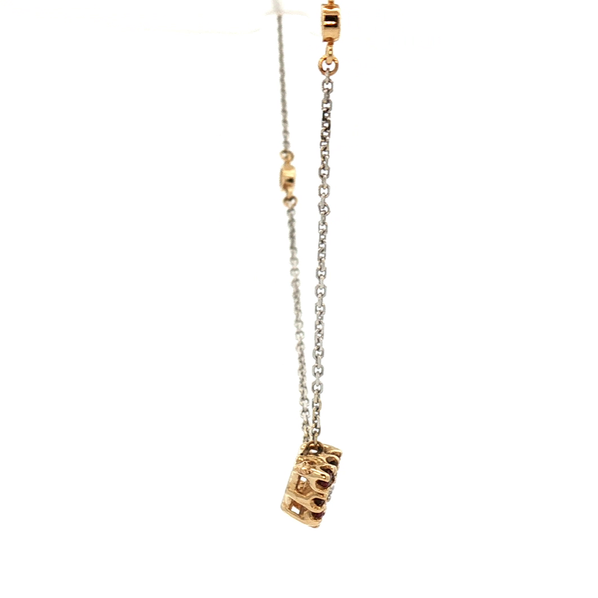 14k Two-Tone Diamond & Ruby Estate Slide Converted Necklace
