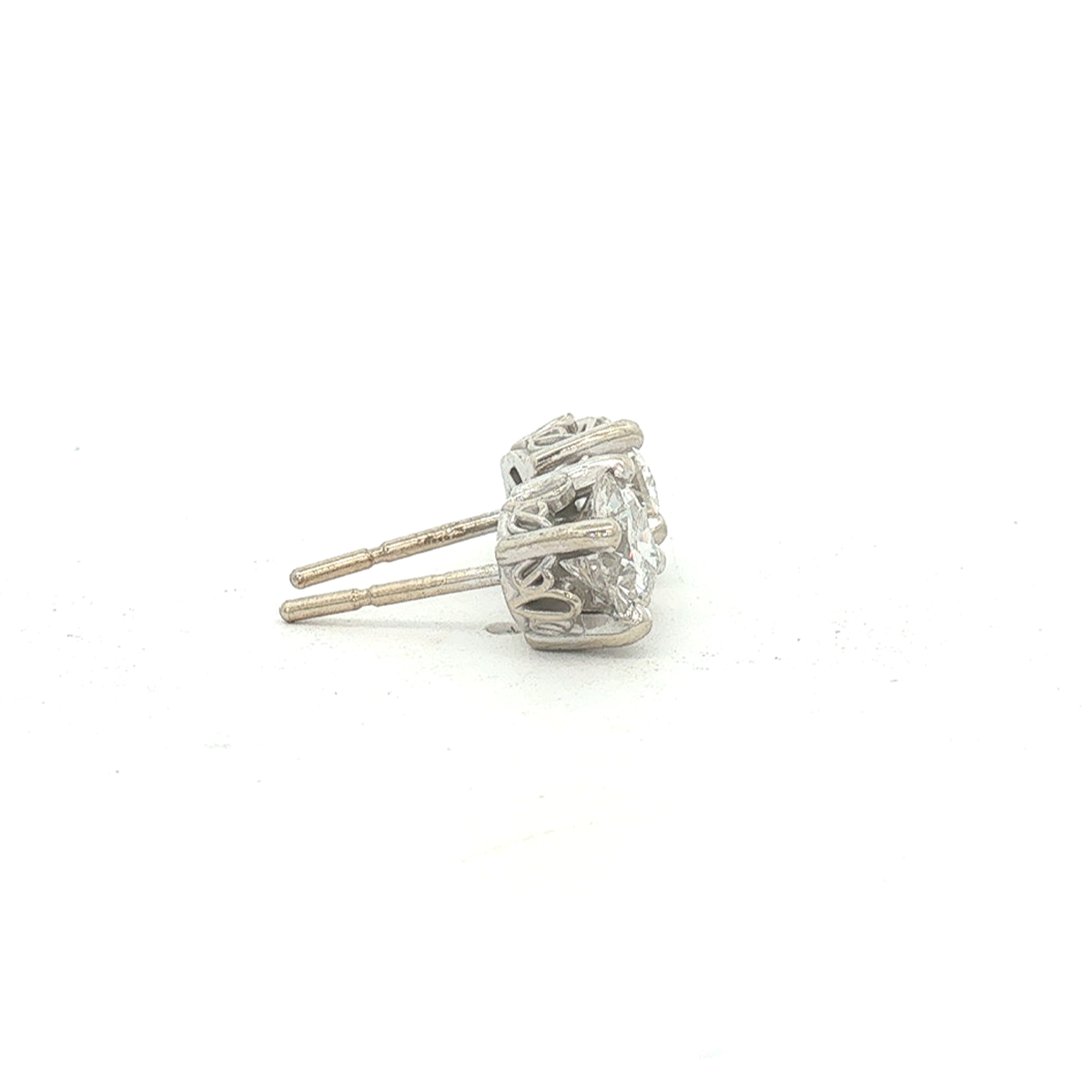 14k White Gold 1.45ct Diamond Stud Earrings in Scroll Settings