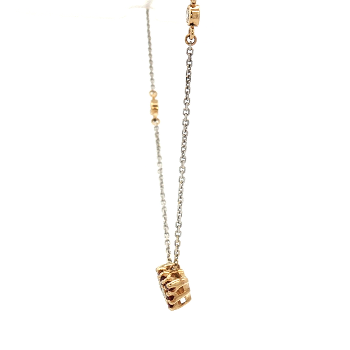 14k Two-Tone Diamond & Ruby Estate Slide Converted Necklace