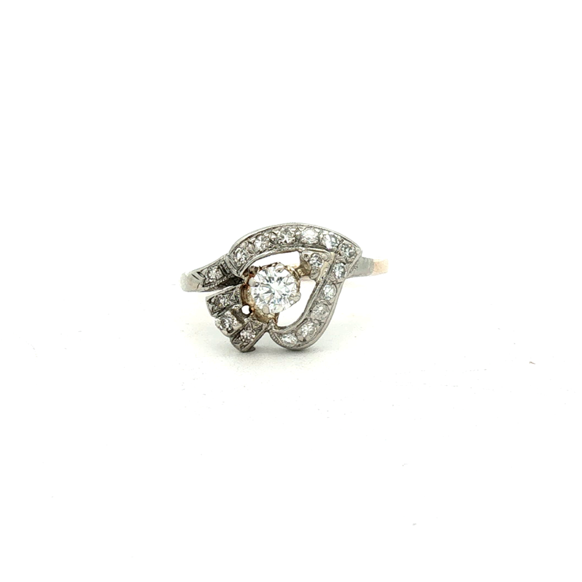 14K Two-Toned Yellow and White Gold Diamond Dinner Estate Ring