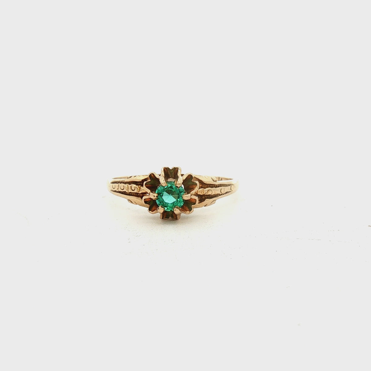 14k Yellow Gold Emerald Buttercup Estate Ring