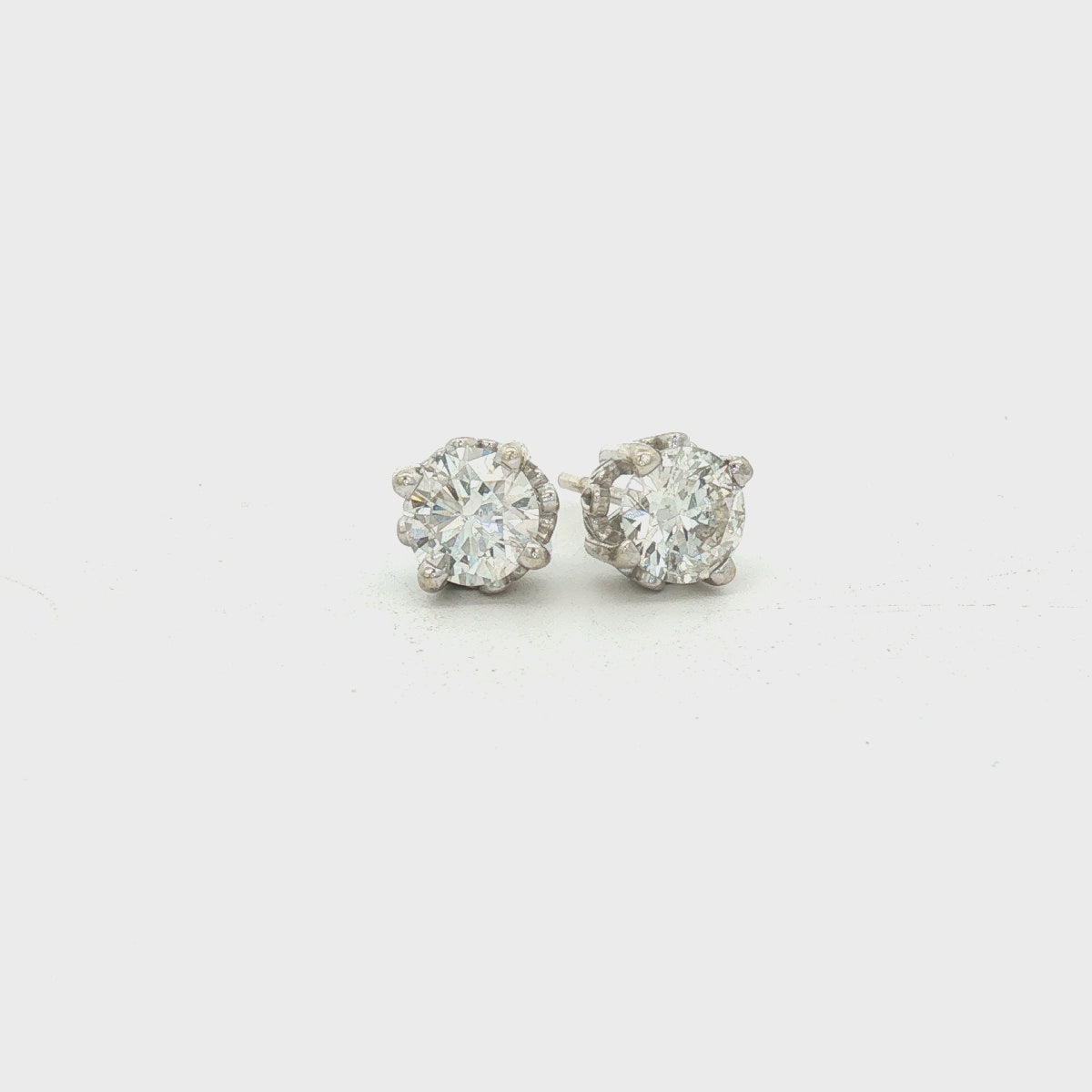 14k White Gold 1.45ct Diamond Stud Earrings in Scroll Settings