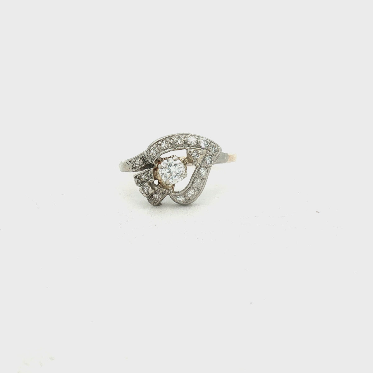14K Two-Toned Yellow and White Gold Diamond Dinner Estate Ring