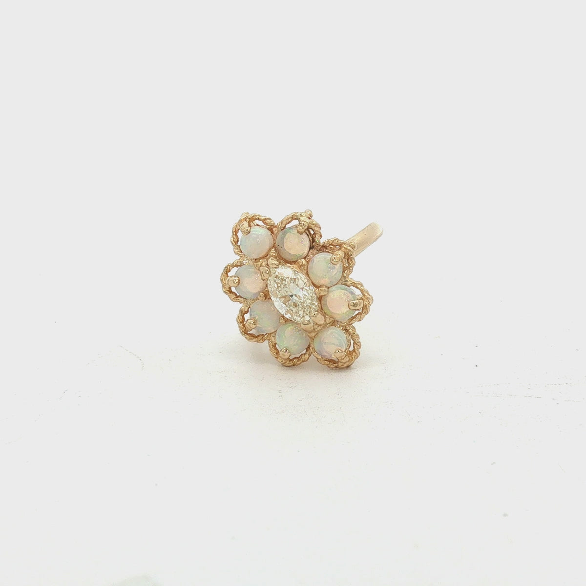 14k Yellow Gold Opal & Diamond Estate Ring