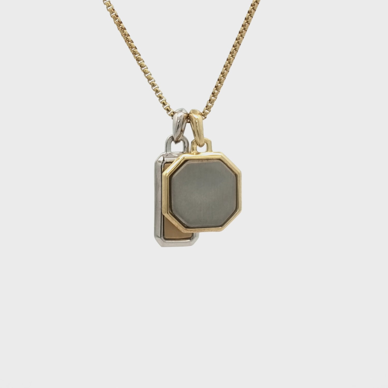 Rectangle and Octagon Charms on a Rounded Box Chain