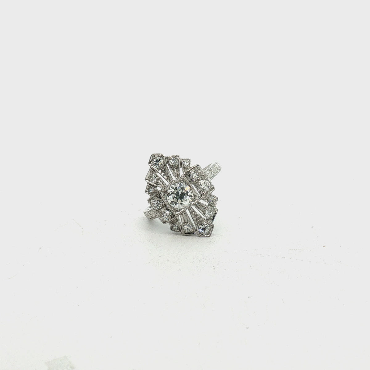 Platinum Old European Cut Diamond Dinner Estate Ring