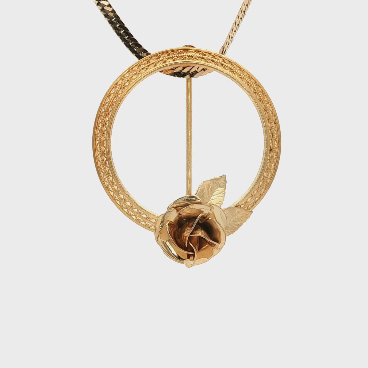 12k Yellow Gold Filled Estate Brooch with Floral Accents