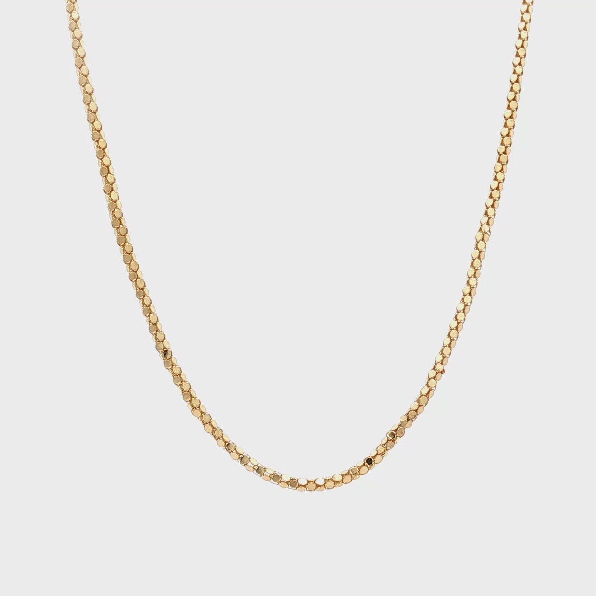 14k Yellow Gold Popcorn Diamond Cut 16" Chain