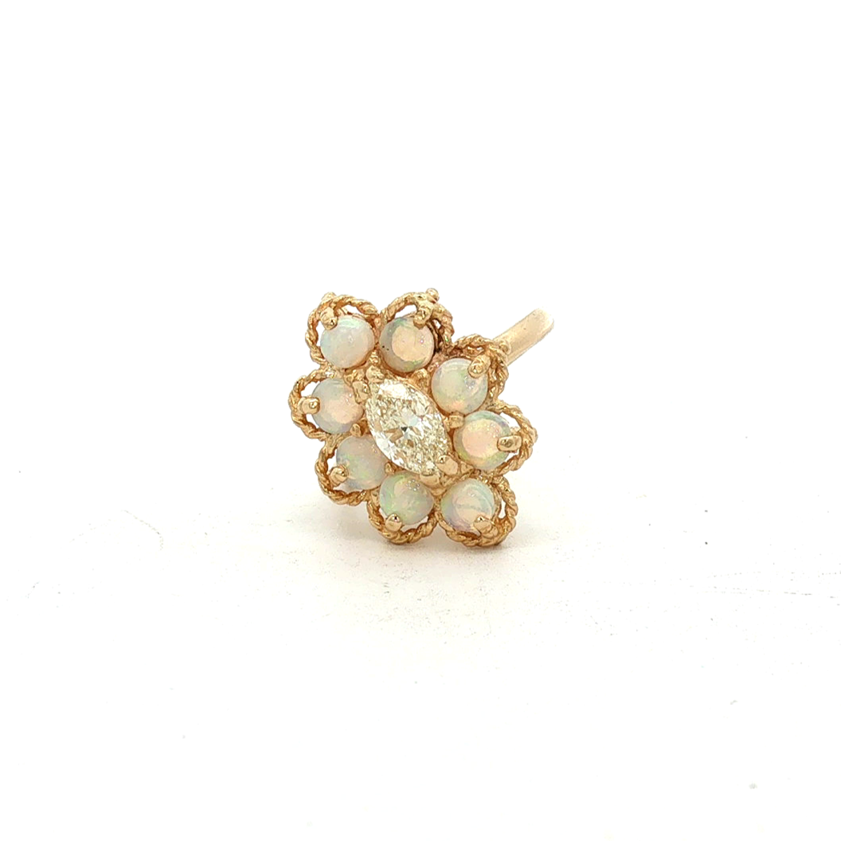 14k Yellow Gold Opal & Diamond Estate Ring