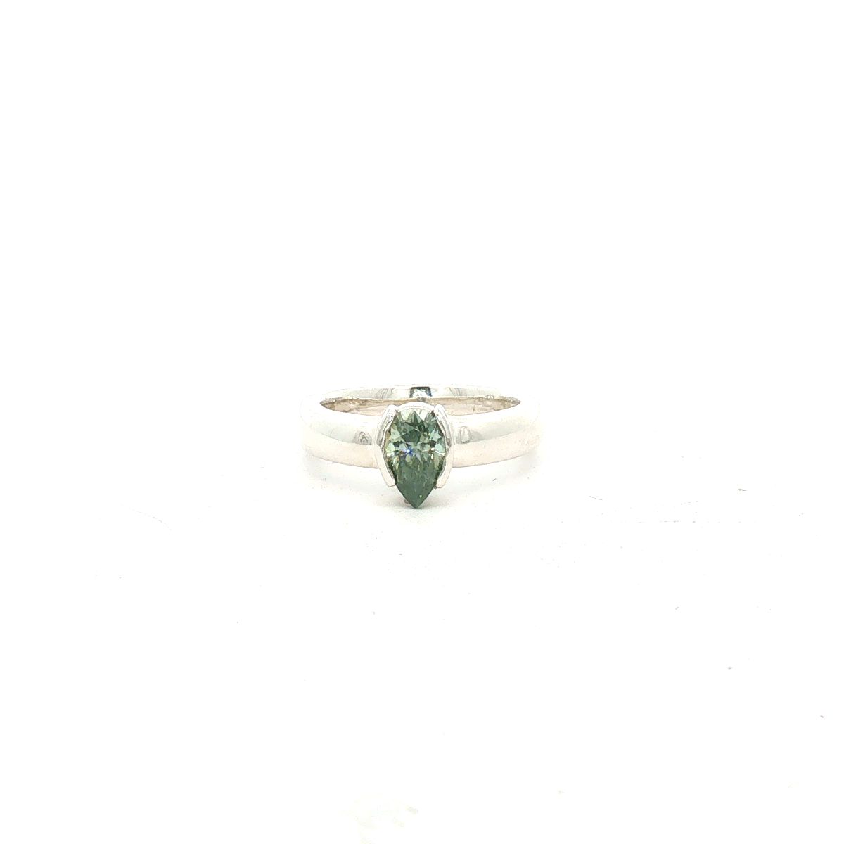 Sterling Silver 8x5mm Pear Shaped Green Ring