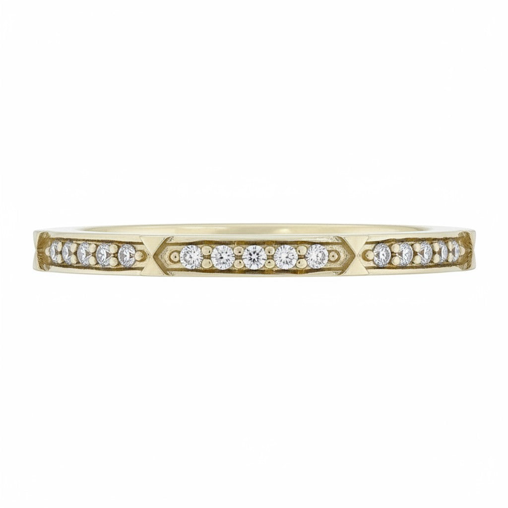 Selman's Jewelers 14k yellow gold band with 0.06ctw diamonds and bar accents.