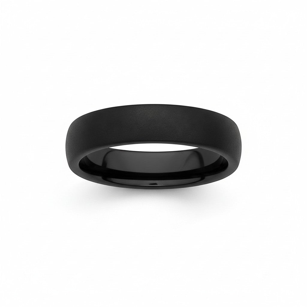 Selman's Jewelers men's black diamond ceramic domed wedding band with sandblast finish, size 11.5.
