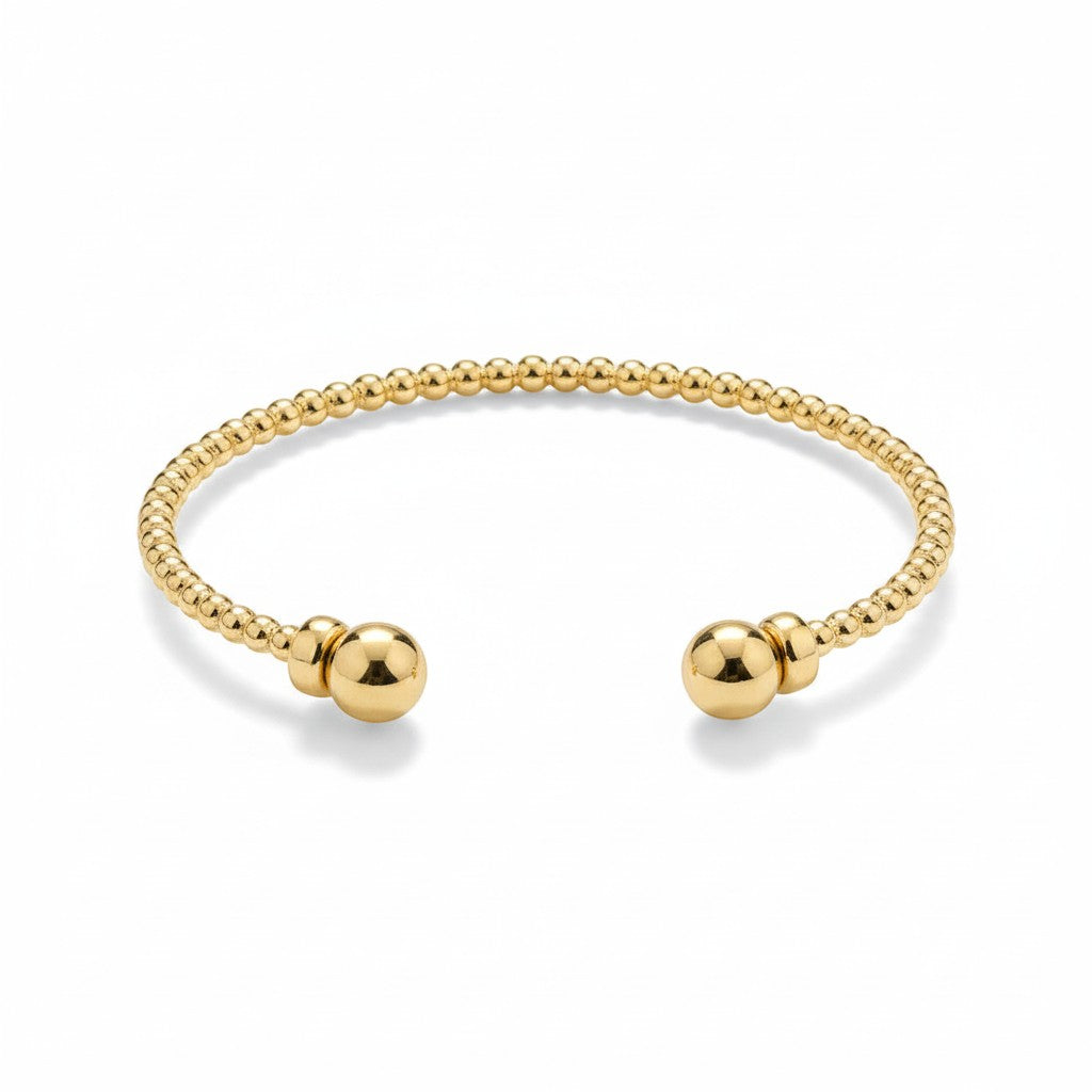 Selman's Jewelers 14k gold filled cuff bracelet with 3mm beads and ball ends.