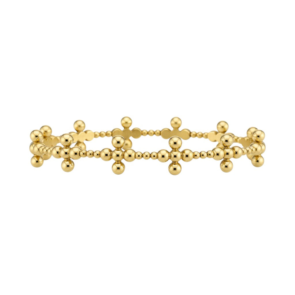 Selman's Jewelers gold bead bracelet with signature cross pattern, 2.5mm beads.