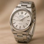 Selman’s Jewelers 2001 Rolex Air King Ref. 14000 silver dial watch with Oyster bracelet. Does not include box or papers.