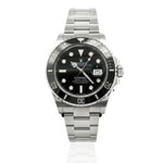 Selman's Jewelers Rolex 2021 Pre-Owned Submariner stainless steel watch with black dial and ceramic bezel.