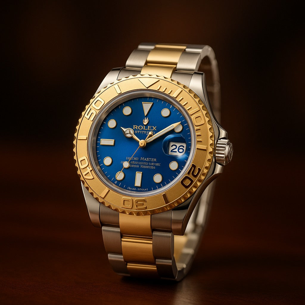 Selman's Jewelers pre-owned Rolex 40mm Yachtmaster two-tone watch with blue dial and Oyster bracelet. Year 2016.