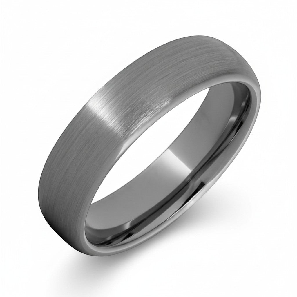 Selman's Jewelers men's domed tungsten wedding band with satin finish, size 9.5.