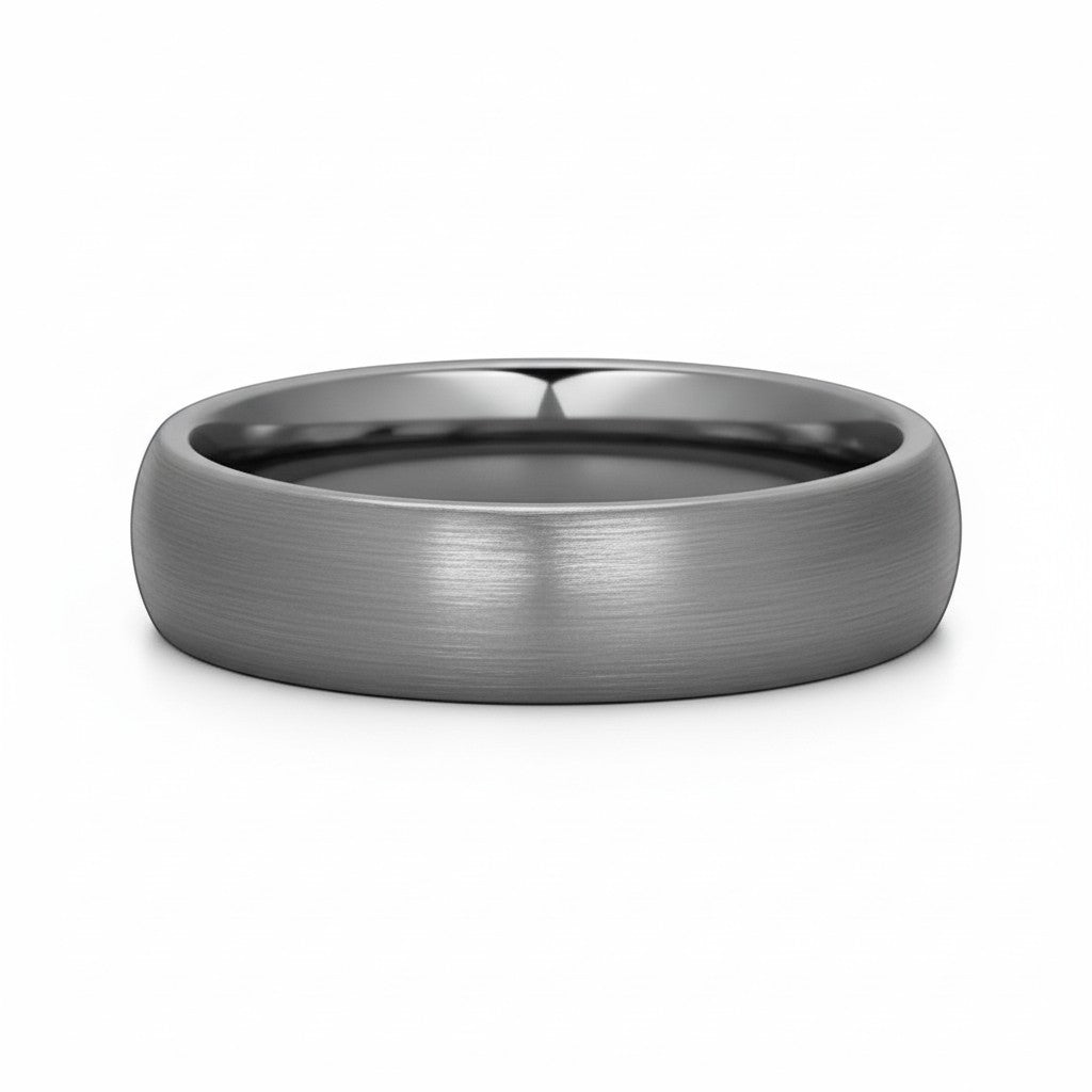 Selman's Jewelers men's domed tungsten wedding band with satin finish, size 9.5.