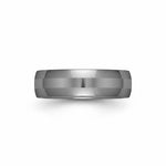 Selman's Jewelers men's domed tungsten wedding band with polished outer edges and a 2mm laser satin center.