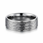 Selman's Jewelers 8mm Tungsten wedding band with dome, step edge, and hammer finish. Size 12.5.