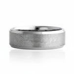 Selman's Jewelers men's 8mm tungsten wedding band with satin finish center and polished beveled edges, size 9.5.