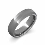 Selman's Jewelers men's domed tungsten wedding band with a polished finish and a satin center.
