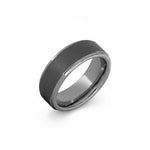 Selman's Jewelers men's tungsten wedding band with sandblast finish and grooved edge, size 12.5.