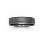 Selman's Jewelers men's tungsten wedding band with rounded edges and a rugged stone finish. Size 10.