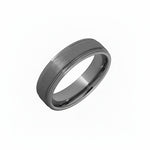 Selman's Jewelers men's tungsten wedding band with rounded edges and a rugged stone finish. Size 9.