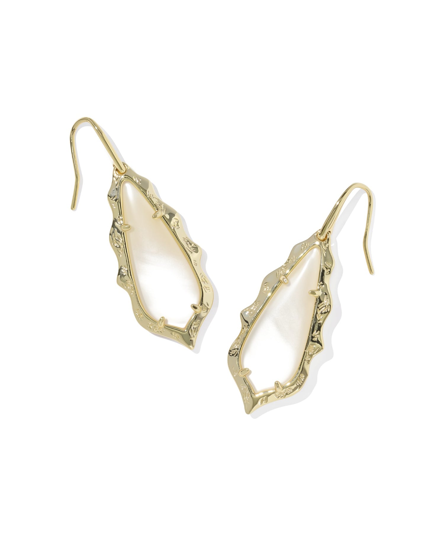 Adriana Scallop Frame Drop Earrings Gold Natural Mother Of Pearl